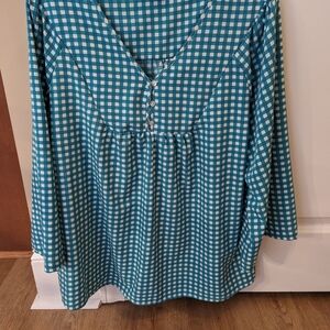 Michelle McDowell Teal Checkered Women's Top